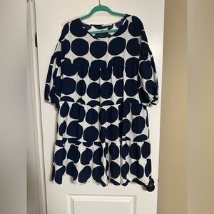 Ces Femme Navy and White Polka Dot Dress
